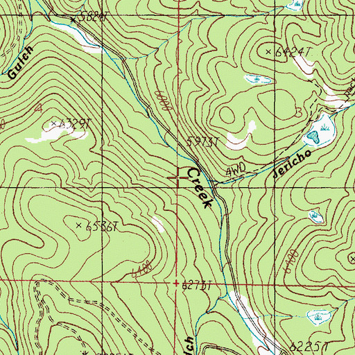 Topographic Map of Jericho Creek, MT