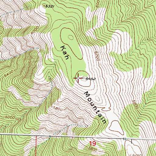 Topographic Map of Kah Mountain, MT