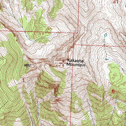 Topographic Map of Kakashe Mountain, MT