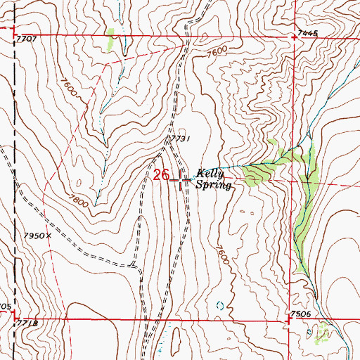 Topographic Map of Kelly Spring, MT