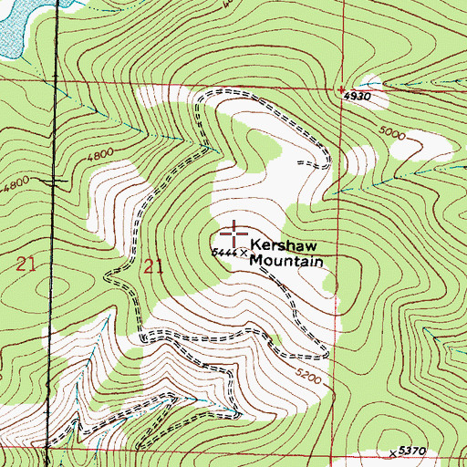 Topographic Map of Kershaw Mountain, MT