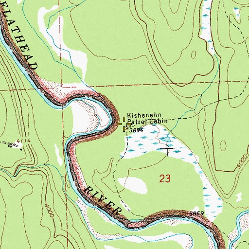 Topographic Map of Kishenehn Patrol Cabin, MT