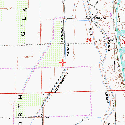 Topographic Map of McPherson Canal, AZ