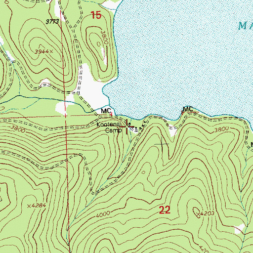 Topographic Map of Kootenai Camp, MT