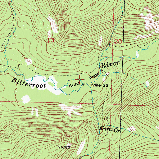 Topographic Map of Kurtz Flats, MT