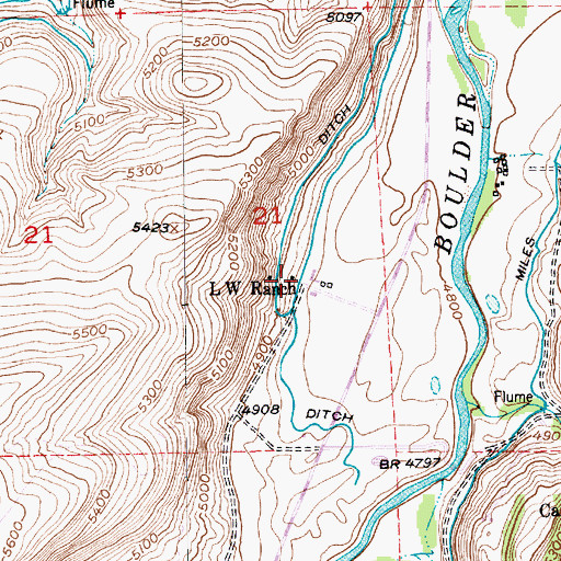Topographic Map of L W Ranch, MT