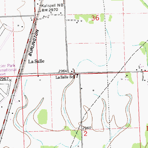 Topographic Map of LaSalle School (historical), MT