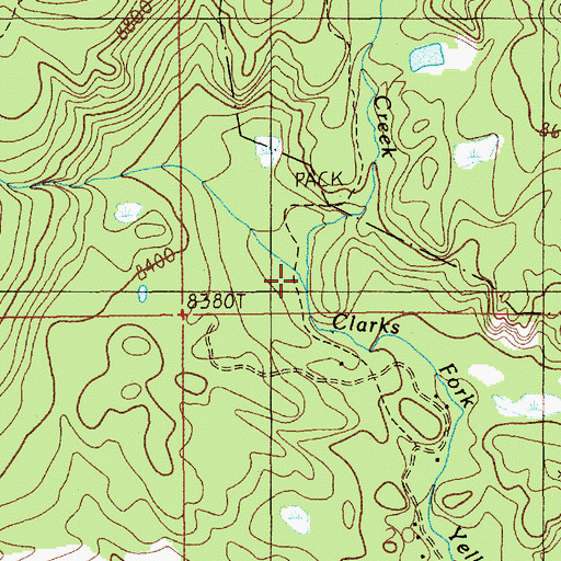 Topographic Map of Lady of the Lake Creek, MT