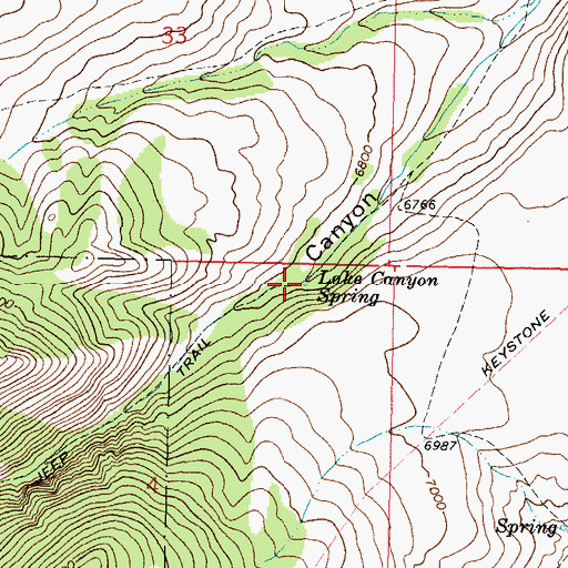 Topographic Map of Lake Canyon Spring, MT