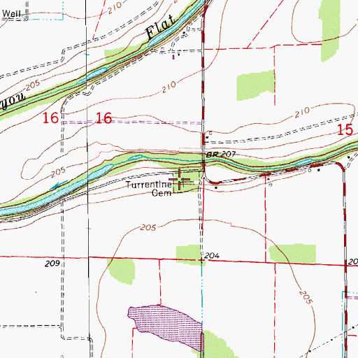 Topographic Map of Turrentine Cemetery, AR