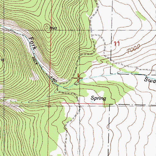 Topographic Map of Left Fork Swamp Creek, MT