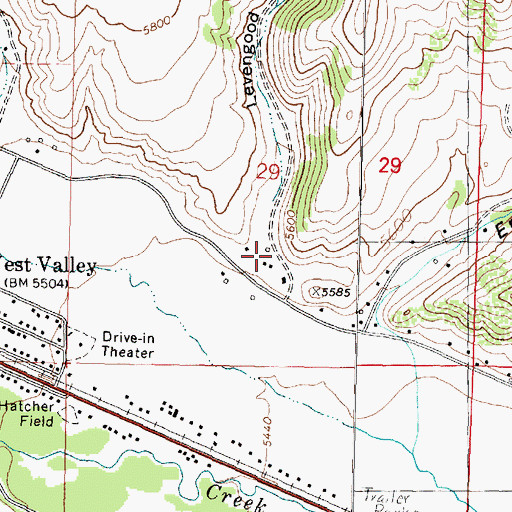 Topographic Map of Levengood Gulch, MT