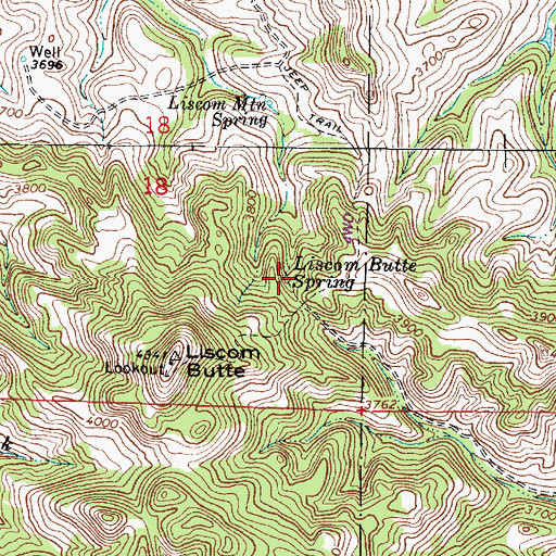 Topographic Map of Liscom Butte Spring, MT
