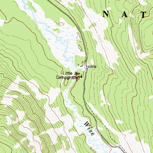 Topographic Map of Little Joe Campground, MT