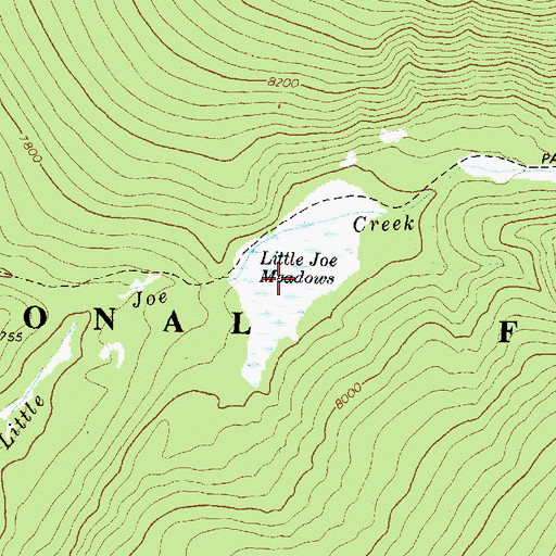 Topographic Map of Little Joe Meadows, MT