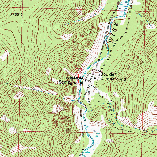 Topographic Map of Lodgepole Campground, MT