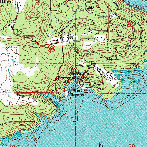 Topographic Map of Van Buren Recreation Area, AR