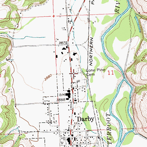 Topographic Map of Lone Pine Cemetery, MT