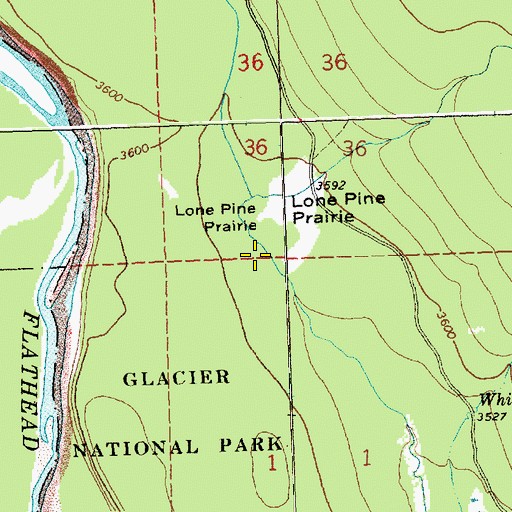 Topographic Map of Lone Pine Prairie, MT