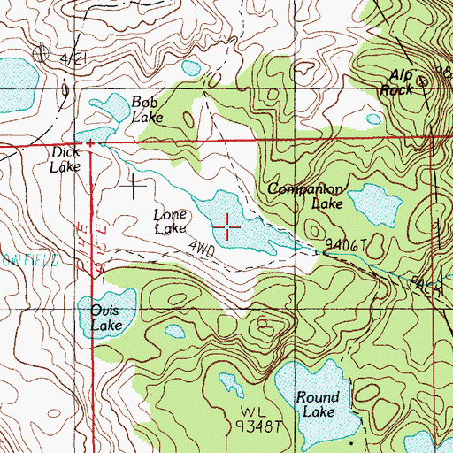 Topographic Map of Long Lake, MT