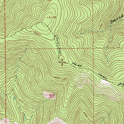Topographic Map of Loveland Peak Trail, MT