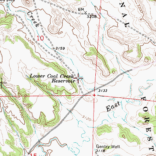 Topographic Map of Lower Coal Creek Reservoir, MT