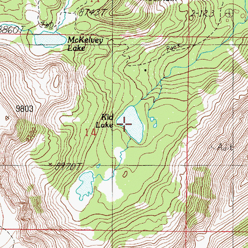 Topographic Map of Kid Lake, MT