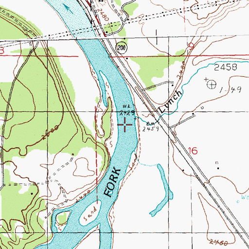 Topographic Map of Lynch Creek, MT