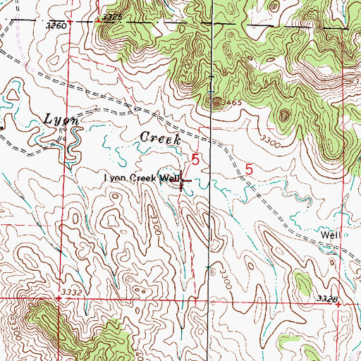 Topographic Map of Lyon Creek Well, MT