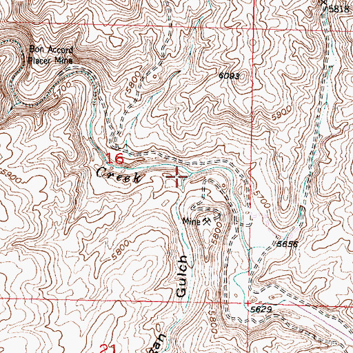 Topographic Map of Madigan Gulch, MT