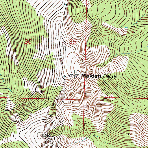 Topographic Map of Maiden Peak, MT