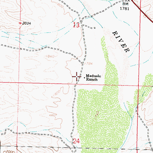 Topographic Map of Meduele Ranch, AZ