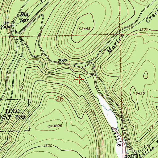Topographic Map of Marten Creek, MT