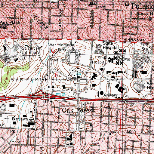 Topographic Map of War Memorial Park, AR