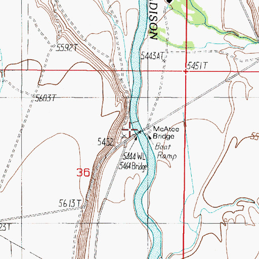Topographic Map of McAtee Bridge, MT