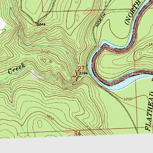 Topographic Map of McGinnis Creek, MT