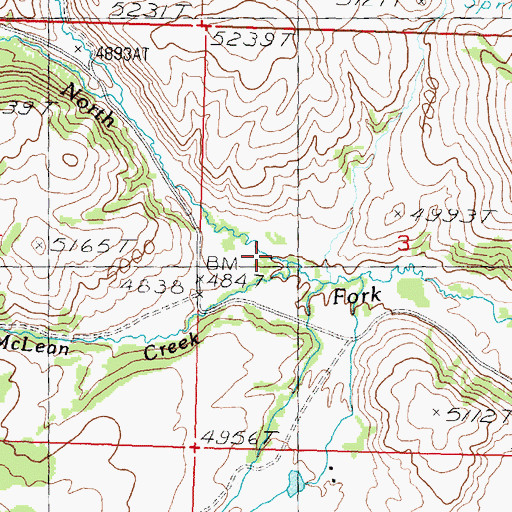 Topographic Map of McLean Creek, MT