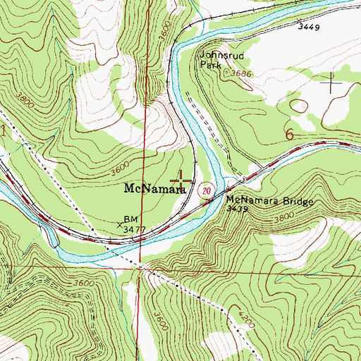 Topographic Map of McNamara, MT