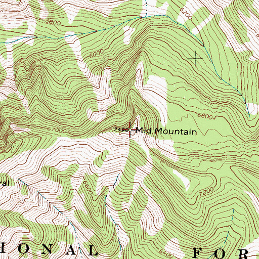 Topographic Map of Mid Mountain, MT