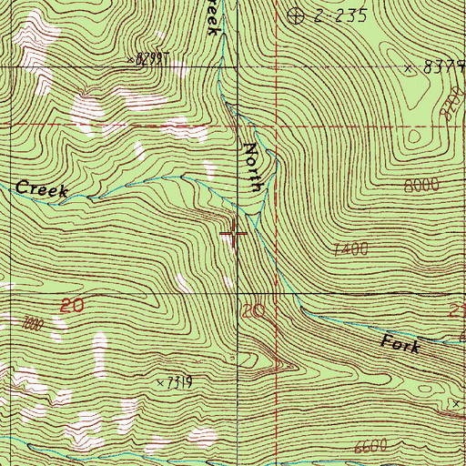 Topographic Map of Middle Fork Cottonwood Creek, MT