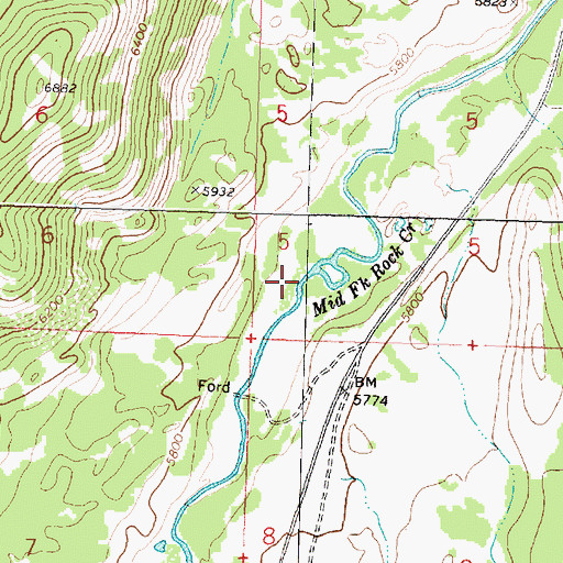 Topographic Map of Middle Fork Rock Creek, MT