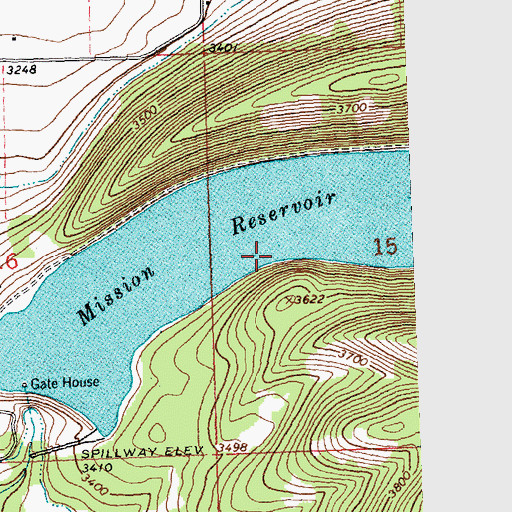 Topographic Map of Mission Reservoir, MT