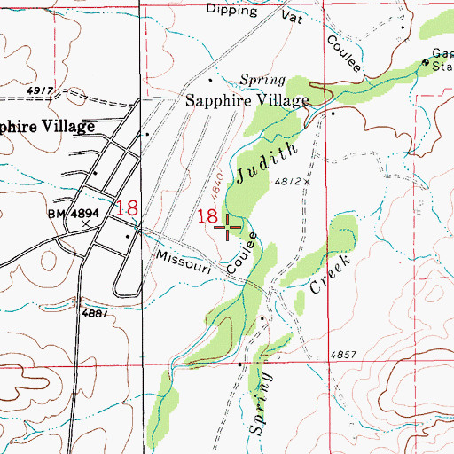 Topographic Map of Missouri Coulee, MT