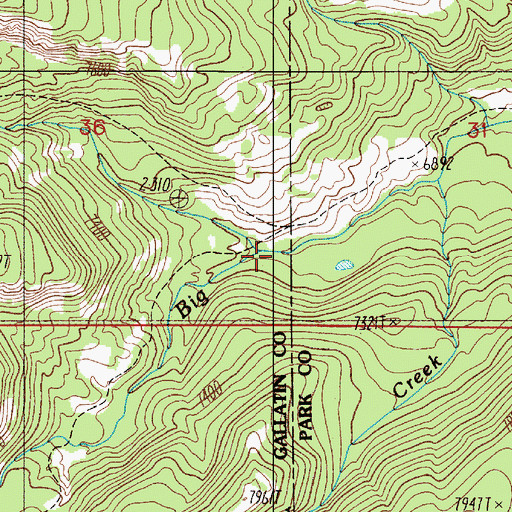 Topographic Map of Mist Creek, MT