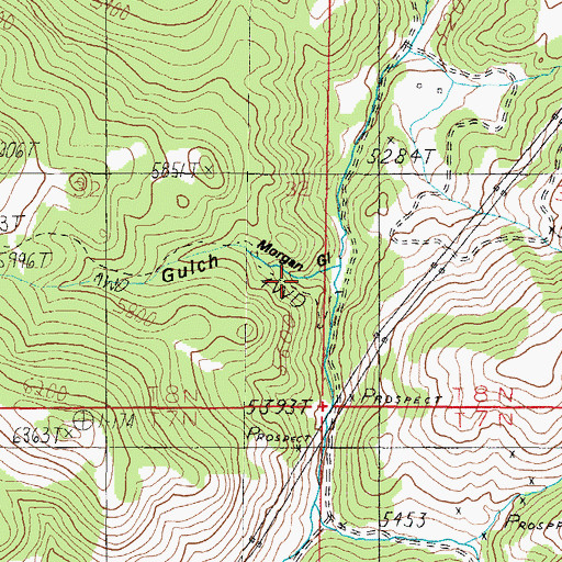 Topographic Map of Morgan Gulch, MT