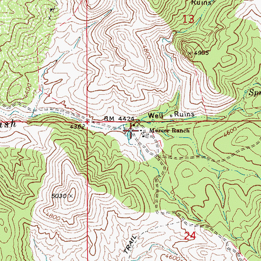 Topographic Map of Mercer Ranch, AZ