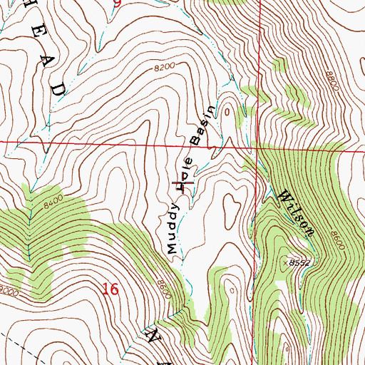Topographic Map of Muddy Hole Basin, MT