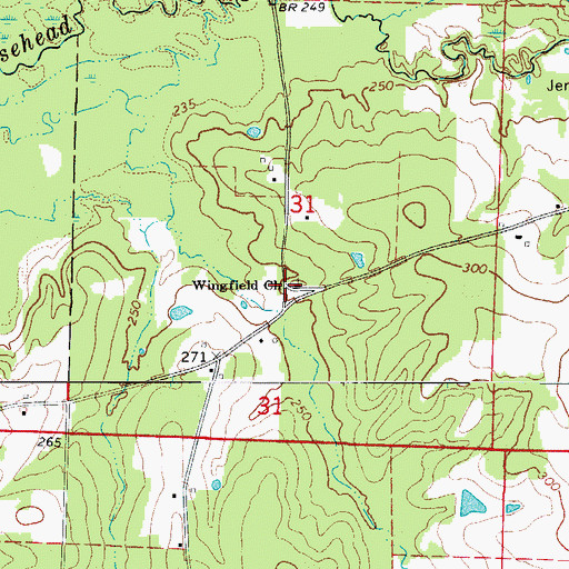 Topographic Map of Wingfield Church, AR