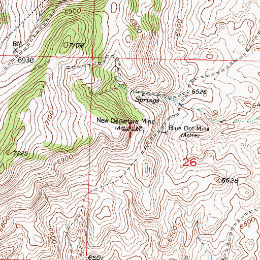 Topographic Map of New Departure Mine, MT