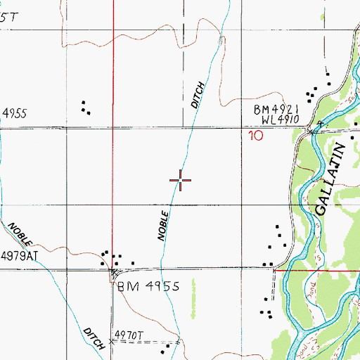Topographic Map of Noble Ditch, MT